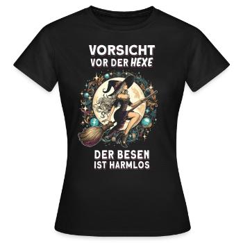 Beware of the witch of brooms is harmless - Women's T-Shirt - black - Front - AI Model Female 172 dark (172cm)