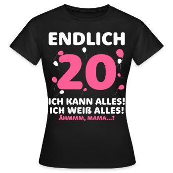 Enfin 20 je peux tout faire, je sais tout - T-shirt Femme - noir - Devant - AI Model Female 172 dark (172cm)