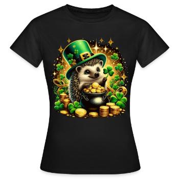Pot d’or hérisson - T-shirt Femme - noir - Devant - AI Model Female 172 dark (172cm)
