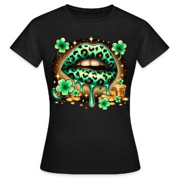 Irish Lips St Patricks Day - Frauen T-Shirt - Schwarz - Vorne - AI Model Female 172 dark (172cm)