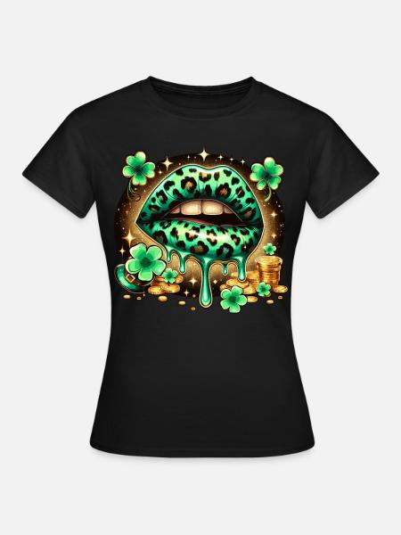 Irish Lips St Patricks Day - Frauen T-Shirt - Schwarz