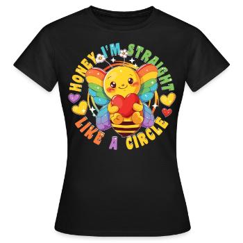 Süße Biene Regenbogen LGBTQ Community Retro 80s - Frauen T-Shirt - Schwarz - Vorne - AI Model Female 172 dark (172cm)