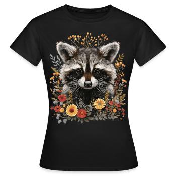Cottagecore Niedlicher Waschbär - Frauen T-Shirt - Schwarz - Vorne - AI Model Female 172 dark (172cm)