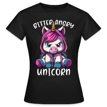 Licorne en colère amère - T-shirt Femme - noir - Devant - AI Model Female 172 dark (172cm)