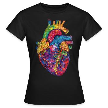 Anatomisches Herz Kunst Bunt - Frauen T-Shirt - Schwarz - Vorne - AI Model Female 172 dark (172cm)