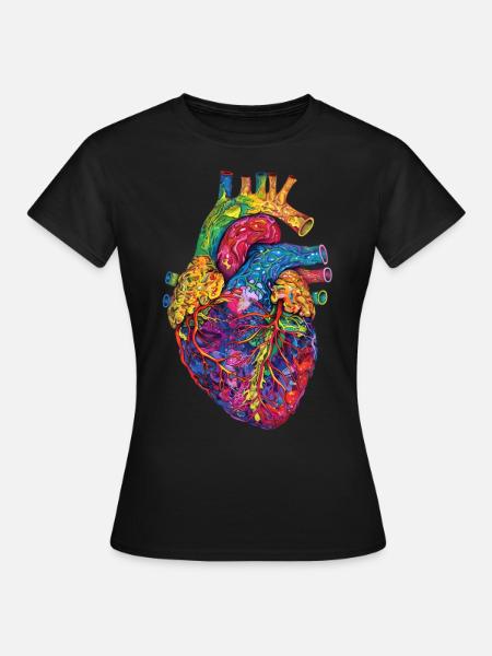 Anatomisches Herz Kunst Bunt - Frauen T-Shirt - Schwarz