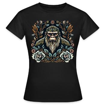 Floral Bigfoot Sasquatch - Frauen T-Shirt - Schwarz - Vorne - AI Model Female 172 dark (172cm)