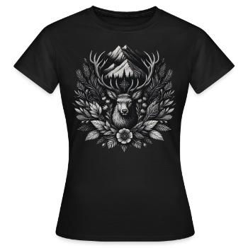 Bock Hirsch Berg - T-shirt Femme - noir - Devant - AI Model Female 172 dark (172cm)