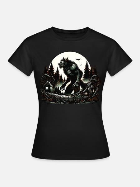 Aesthetic Werewolf Moon - Frauen T-Shirt - Schwarz