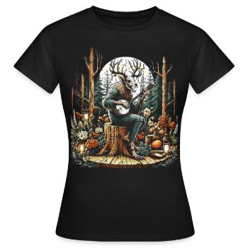 Vintage Wendigo Cryptid Camping - Frauen T-Shirt - Schwarz - Vorne - AI Model Female 172 dark (172cm)