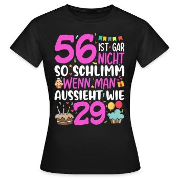 56 is not so bad - Women's T-Shirt - black - Front - AI Model Female 172 dark (172cm)