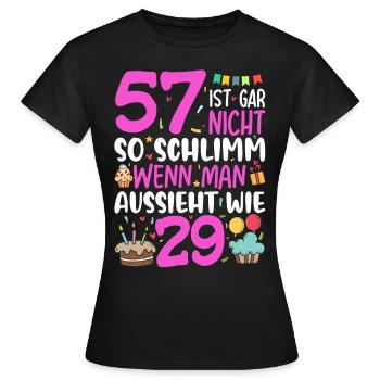 57 is not so bad - Women's T-Shirt - black - Front - AI Model Female 172 dark (172cm)