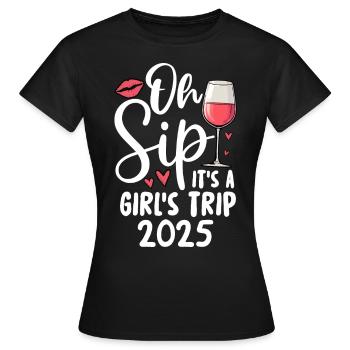 Oh Sip C’est un voyage entre filles 2025 - T-shirt Femme - noir - Devant - AI Model Female 172 dark (172cm)