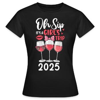 Oh Sip C’est un voyage entre filles 2025 - T-shirt Femme - noir - Devant - AI Model Female 172 dark (172cm)