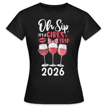 Oh Sip C’est un voyage entre filles 2026 - T-shirt Femme - noir - Devant - AI Model Female 172 dark (172cm)