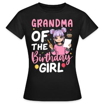 Grand-mère de la fille d’anniversaire - T-shirt Femme - noir - Devant - AI Model Female 172 dark (172cm)