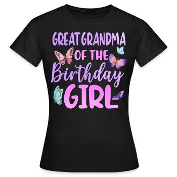 Great Grandma Of The Birthday Girl - Women's T-Shirt - black - Front - AI Model Female 172 dark (172cm)