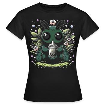 Thé à bulles Mothman - T-shirt Femme - noir - Devant - AI Model Female 172 dark (172cm)