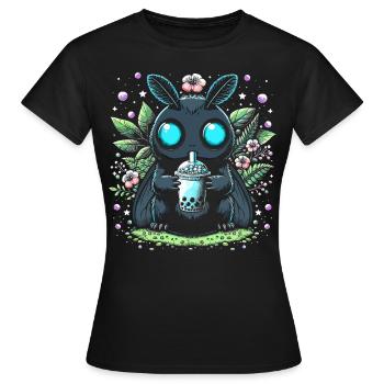 Thé à bulles Mothman - T-shirt Femme - noir - Devant - AI Model Female 172 dark (172cm)