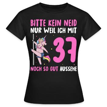 Please No Envy 37 Birthday - Women's T-Shirt - black - Front - AI Model Female 172 dark (172cm)