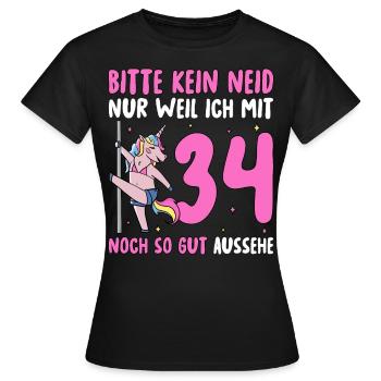 Please No Envy 34 Birthday - Women's T-Shirt - black - Front - AI Model Female 172 dark (172cm)