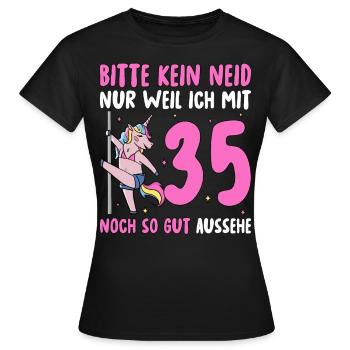 Please No Envy 35 Birthday - Women's T-Shirt - black - Front - AI Model Female 172 dark (172cm)
