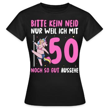 Please No Envy 50 Birthday - Women's T-Shirt - black - Front - AI Model Female 172 dark (172cm)