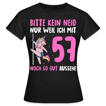 Please No Envy 57 Birthday - Women's T-Shirt - black - Front - AI Model Female 172 dark (172cm)
