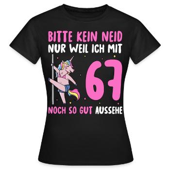 Please No Envy 67 Birthday - Women's T-Shirt - black - Front - AI Model Female 172 dark (172cm)