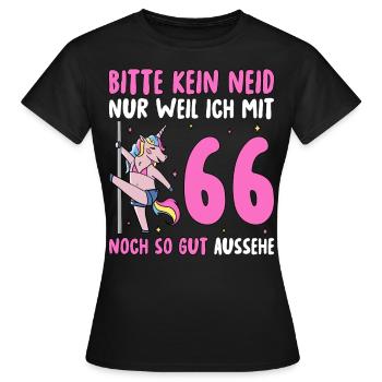 Please No Envy 66 Birthday - Women's T-Shirt - black - Front - AI Model Female 172 dark (172cm)
