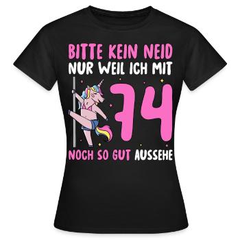 Please No Envy 74 Birthday - Women's T-Shirt - black - Front - AI Model Female 172 dark (172cm)