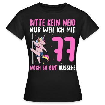 Please No Envy 77 Birthday - Women's T-Shirt - black - Front - AI Model Female 172 dark (172cm)
