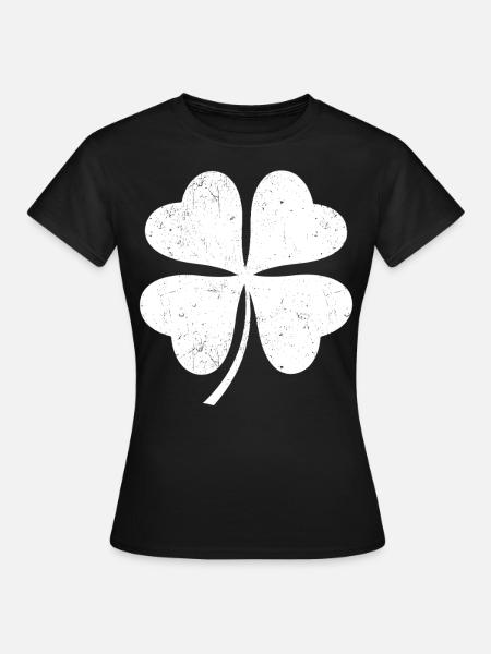 Weißes Kleeblatt - Frauen T-Shirt - Schwarz