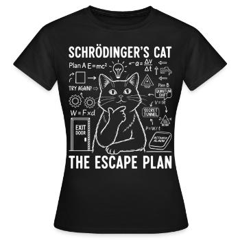 Le plan d’évasion du chat de Schrödinger - T-shirt Femme - noir - Devant - AI Model Female 172 dark (172cm)