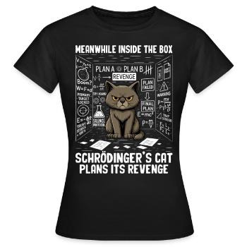 Le chat de Schrödinger planifie sa vengeance - T-shirt Femme - noir - Devant - AI Model Female 172 dark (172cm)