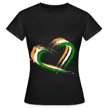 Herz Bürste Flagge Indien Design Neu Vektor Fahne - Frauen T-Shirt - Schwarz - Vorne - AI Model Female 172 dark (172cm)