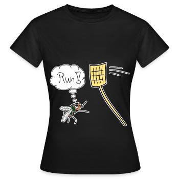 Fly Funny Fly Swatter Funny Vector Nouveau - T-shirt Femme - noir - Devant - AI Model Female 172 dark (172cm)