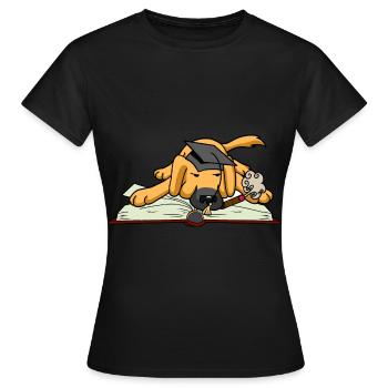 Hund Student Studium Uni Universität lernen Buch - Frauen T-Shirt - Schwarz - Vorne - AI Model Female 172 dark (172cm)