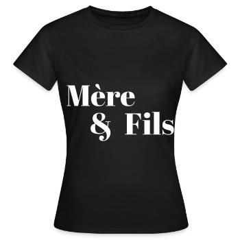 Mère et fils - fils et mère - T-shirt Femme - noir - Devant - AI Model Female 172 dark (172cm)