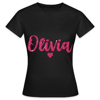 Olivia Heart Pink - Women's T-Shirt - black - Front - AI Model Female 172 dark (172cm)