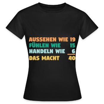 Vierzig Vierzigster 40 Jahre Geburtstag - Frauen T-Shirt - Schwarz - Vorne - AI Model Female 172 dark (172cm)