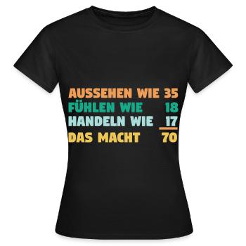 Siebzig Siebzigster 70 Jahre Geburtstag - Frauen T-Shirt - Schwarz - Vorne - AI Model Female 172 dark (172cm)