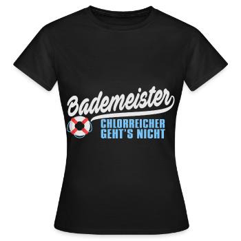 Bademeister Schwimmen Freibad Schwimmbad Geschenk - Frauen T-Shirt - Schwarz - Vorne - AI Model Female 172 dark (172cm)