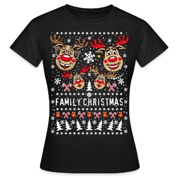 211 Hirsch Rudolph Rudi FAMILY Christmas 2 enfants - T-shirt Femme - noir - Devant - AI Model Female 172 dark (172cm)
