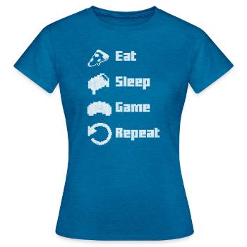 jeu en ligne - T-shirt Femme - bleu saphir antique chiné - Devant - AI Model Female 172 dark (172cm)