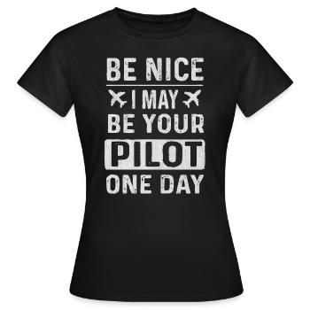 Pilot, pilot - Women's T-Shirt - black - Front - AI Model Female 172 dark (172cm)