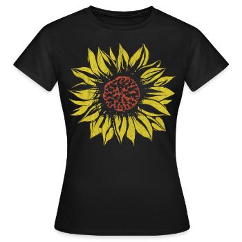 Sunflower, Flower, Flowers, Summer, Flower - Women's T-Shirt - black - Front - AI Model Female 172 dark (172cm)