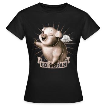 Go Vegan - T-shirt Femme - noir - Devant - AI Model Female 172 dark (172cm)