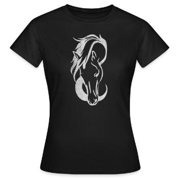 Cheval, chevaux, équitation, cavalier, étalon, course, S - T-shirt Femme - noir - Devant - AI Model Female 172 dark (172cm)