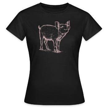 Schwein, Schweinchen, schweine, Hausschwein, Farmt - Frauen T-Shirt - Schwarz - Vorne - AI Model Female 172 dark (172cm)